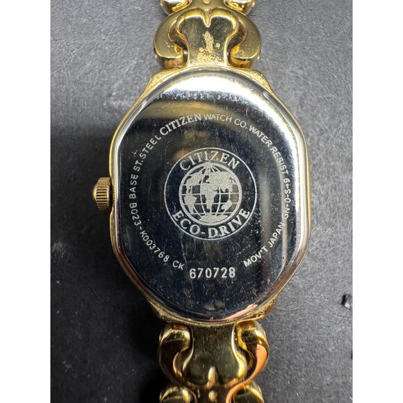 Citizen Eco-Drive B023-K003768 Gold Tone Women's Analog 17mm Wrist Watch - Picture 10 of 13